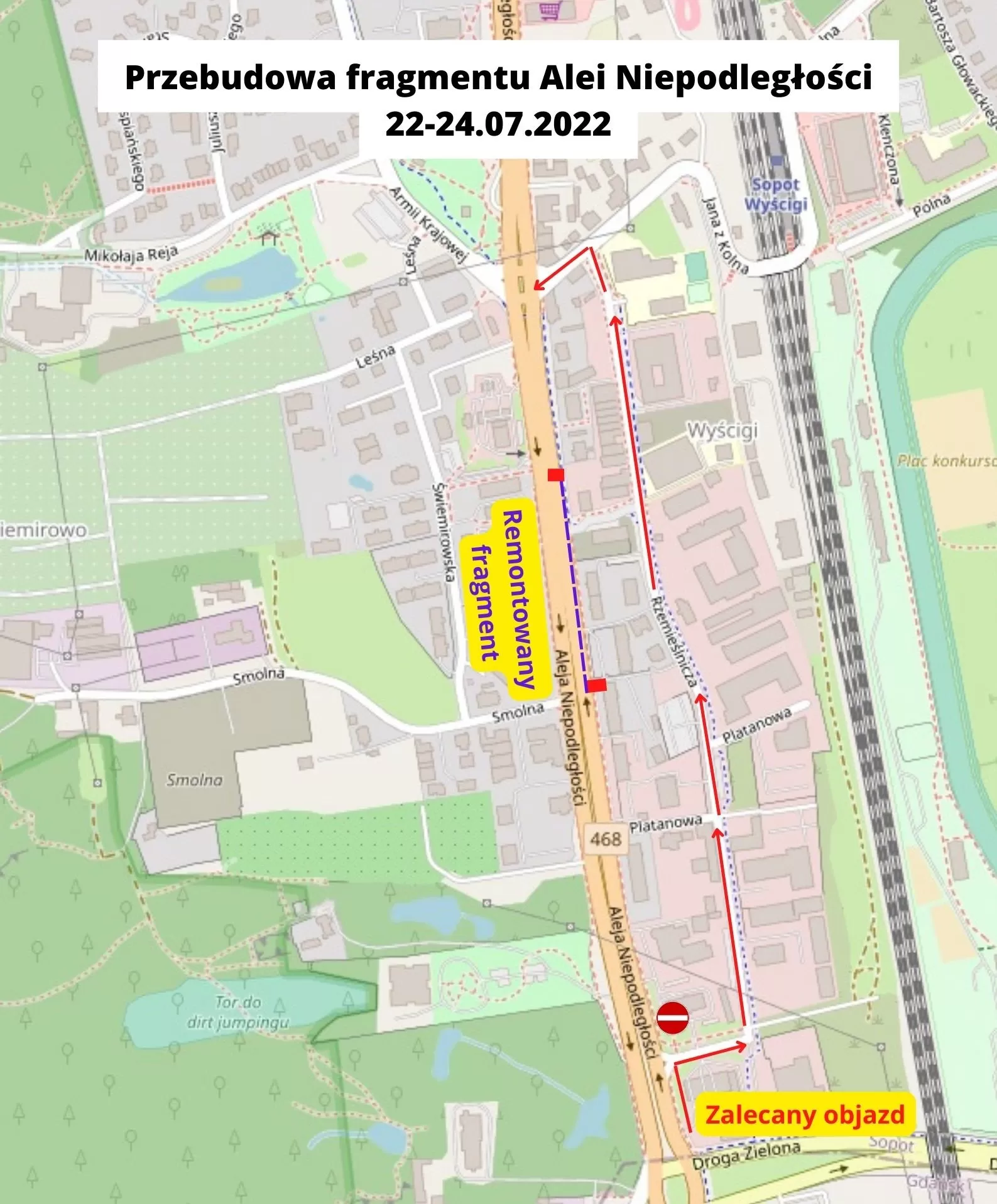 Weekendowe prace na Alei Niepodległości 22-24.07.2022